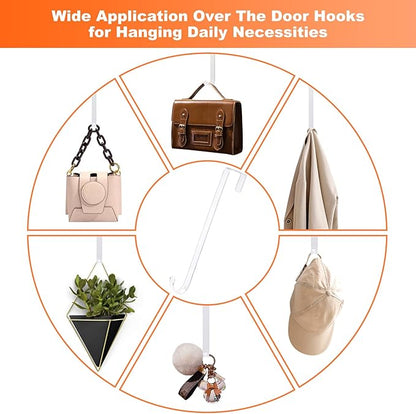 15'' Wreath Hangers for Front Door,Clear Wreath Door Hanger Hook Non Scratch Wreath Hanger,1 Pack Sturdy Over The Door Hooks for Hanging Large Christmas Easter Wreath Welcome Sign for Front Door