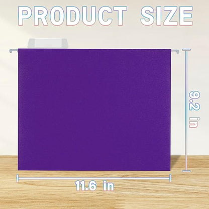 50 Packs Hanging File Folders with 1/5-cut Tab,Letter Size File Folders Purple for Filing Cabinet,Ideal Office,School Classroom Supplies