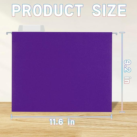 50 Packs Hanging File Folders with 1/5-cut Tab,Letter Size File Folders Purple for Filing Cabinet,Ideal Office,School Classroom Supplies