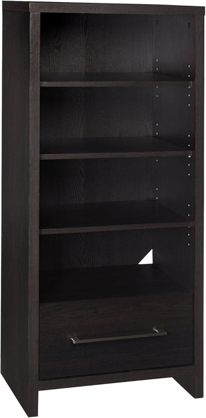 ClosetMaid 1661 Media Storage Tower Bookcase with Drawer Black Walnut