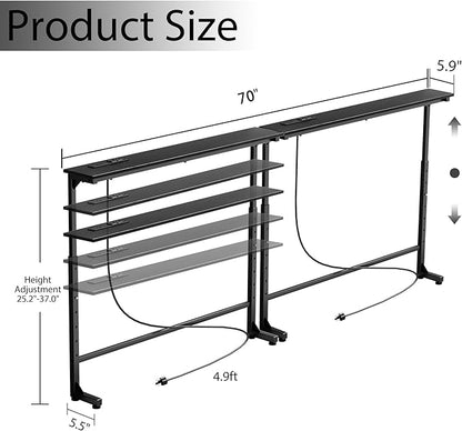 70 inch Narrow Console Table with Outlet,Adjustable Height(25"-37") Behind Sofa Table,Couch Behind Table Skinny,Couch Shelf with Charging Station,Long Entryway Tables for Living Room,Black
