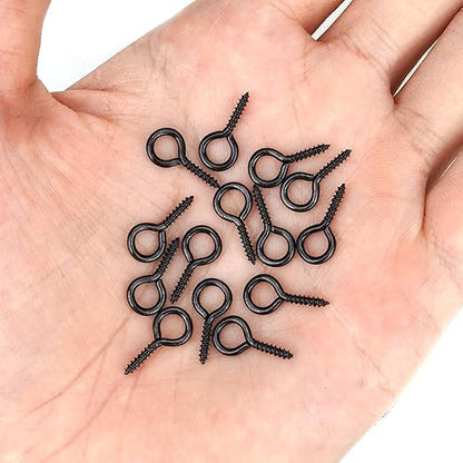 Aovchei Eye Screws, 150PCS 0.59 Inch Long, Black 304 Stainless Steel Self Tapping Eye Hooks Bolts, Indoor & Outdoor for Hanging Artwork