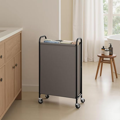 GRANNY SAYS 80L Slim Laundry Hamper with Wheels, Fabric Rolling Laundry Basket, Narrow Clothes Organizer, Tall Hamper for Closet, Laundry Room, Bathroom, Grey