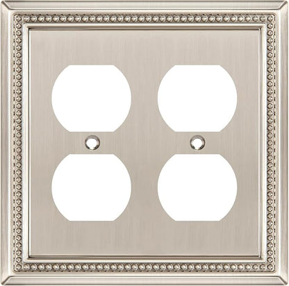 Henne Bery Sunken Pearls Heavy Duty Decorative Wall Plate Switch Plate Outlet Cover (Double Duplex, Satin Nickel)