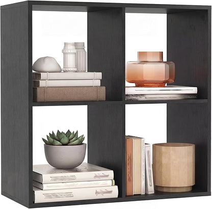 Giantex 4-Cube Bookcase, Cubby Bookshelf w/Back Guardrail & Anti-Tipping Kits, 6-Tier Freestanding Storage Organizer with Shelves, Open Back Display Rack for Living Room, Study