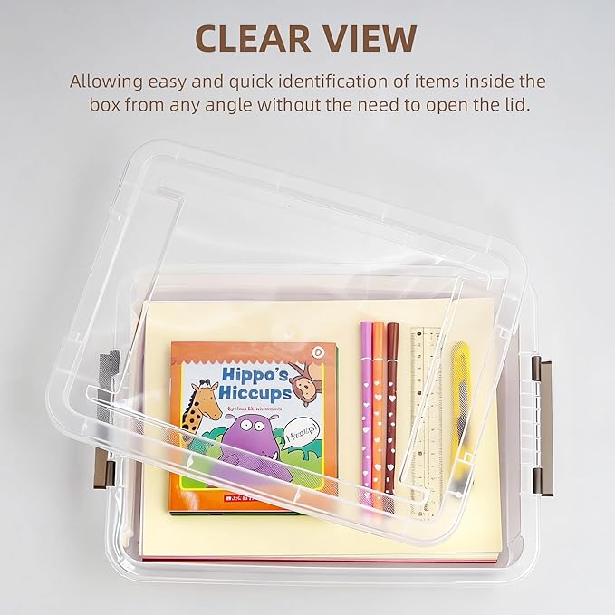 Citylife 3 PCS Plastic Storage Bins with Latching Lids Portable Project Case Clear File Box Stackable Storage Containers for Organizing A4 Paper, Photo, Document, Scrapbook
