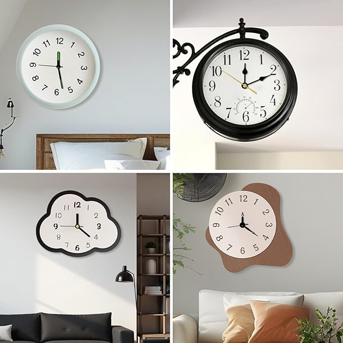 3PCS Clock Mechanism Kit, Quartz Clock Movement Replacement with 8 Pairs of Short Clock Hands, Battery Clock Replacement Mechanism Include Clock Hands DIY Repair Parts (Total Shaft Length 16/20/23mm)