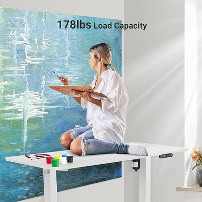farexon 48 x 24 inch Standing Desk Electric Adjustable Height with Charging Station,USB Outlets, Stand up Desk with Wheels, Preset Heights Home Office Gaming Computer Workstations Table(White)