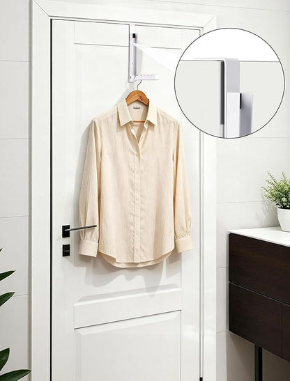 2-Packs Over the Door Hanger Hooks with Extra Anti-slip Pads, Metal Folding Clothes Drying Racks for Laundry, Dorm, Portable Space Saving Coat Towels Organizer Rack for Travel, Hanging Storage
