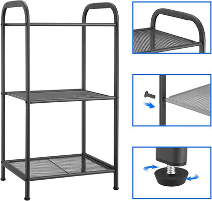 MAX Houser Storage Rack with Shelf,Industrial Style Extendable Plant Stand, Standing Shelf Units for Kitchen, Bathroom, Office,Living Room, Balcony, Kitchen (Charcoal Gray, 3 Tier)