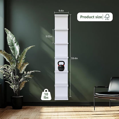 7-Tier Wall Shelf with 3 LED Lighting Modes, Multifunctional Wall Mounted Vertical Display Floating Shelf for Bedroom Living Room Vanity, White