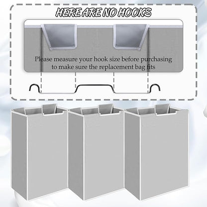 3 Pack Large Laundry Sorter Replacement Bags, Hamper Cart Removable Replacement, Laundry Storage Organizer-Replacement Bags, Gray, Square Shap