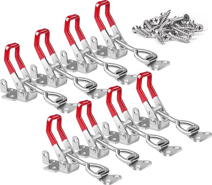 8Pack Heavy Duty Toggle Latch Clamp 4002, Adjustable Toggle Clamp Latch With Lock Hole, 550Lbs Holding Capacity Pull Latch for Smoker Lid Jig, Tool Box Case (with 40PCS Screws)