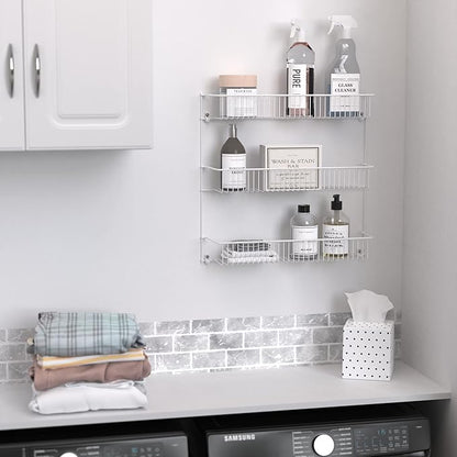 ClosetMaid 3-Tier Hanging Wall Mounted Metal Rack for Spices, Shelf Storage, Pantry Organization, Laundry, Kitchen, Bathroom, White, 8022