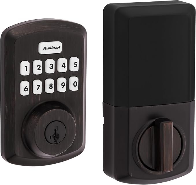 Kwikset Powerbolt 250 10-Button Keypad Venetian Bronze Transitional Electronic Deadbolt Door Lock, Featuring Convenient Keyless Entry, Customizable User Codes and Auto-Locking