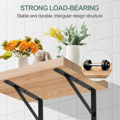 2 Pack L11 x H 8" Black Heavy Duty Shelf Brackets with Screws Metal Shelf Brackets Shelf Support Angle Brackets for Shelves L Brackets Heavy Duty Floating Shelf