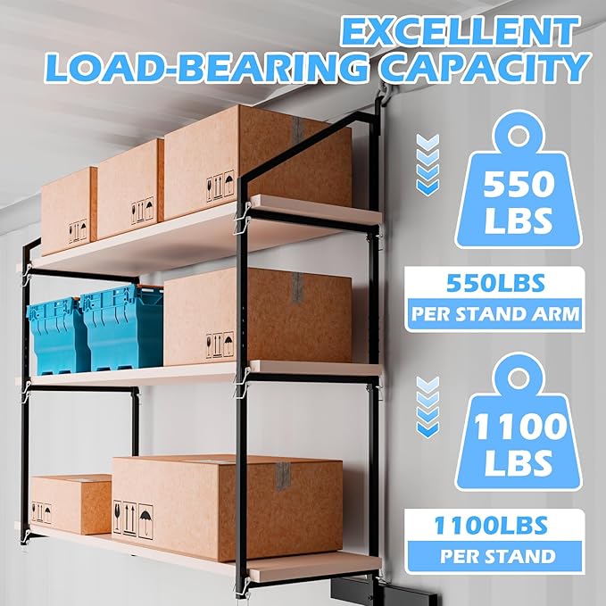 Heavy Duty Shipping Container Shelving Bracket Kit (2-Pack) - 3-Tier Hanging Shelving Rack (19" D x 62" H), Universal Cargo Container Brackets