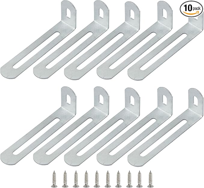 2.6"x1.3"x0.6"Adjustable Right Angle Brackets Metal L Bracket Heavy Duty 90 Degree Corner Fastener L-Shape Corner Brace Support Silver Shelf Bracket , 10Pcs