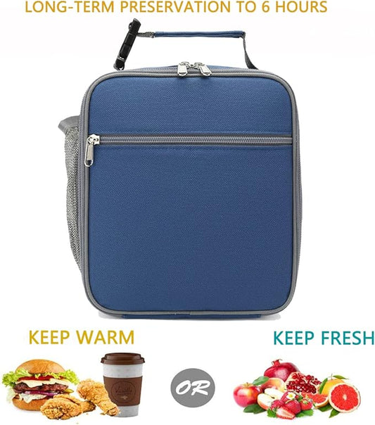 FlowFly Kids Lunch box Insulated Soft Bag Mini Cooler Back to School Thermal Meal Tote Kit for Girls, Boys, Cyan