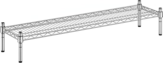 12" x 48" x 8" Chrome Wire Storage Shelf, Dunnage Rack, Commercial 1 Tier Small Shelf