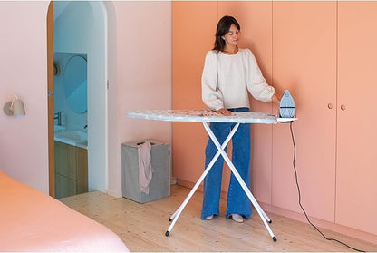 Brabantia Size B Ironing Board (49x15 in) 7 Height Options, Adjustable Steam Iron Rest Holder (Fresh Breeze) Non-Slip Feet, Anti-Collapse Child Locks