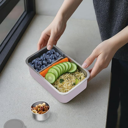 Stainless Steel Bento Lunch Box Set for Adult - 42oz Leak-Proof Bento Lunch Box Container with Thermo, Insulated Bag for Work Travel Dining Out