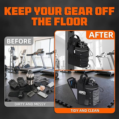 Magnetic Gym Bag with Storage Pockets & Bottle Holder, Lightweight Sports Organizer with Detachable Shoulder Strap, Fitness Bag for Gym, Training, Travel & Home Gym, Durable Strong Magnets Design
