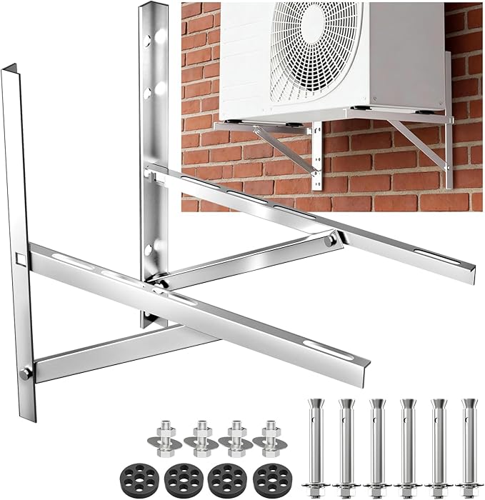 Mini Split Wall Mounting Bracket for 9000-36000 BTU Air Conditioner, Foldable Heavy Duty AC Support Bracket for Wall Mount Condenser AC Heat Pump Systems, 201 Stainless Steel Max 800 Lb