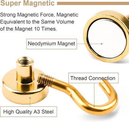 DIYMAG Magnetic Hooks Gold, 30Lbs Strong Heavy Duty Cruise Magnet S-Hook for Classroom, Fridge, Hanging, Cabins, Grill, Kitchen, Garage, Workplace and Office Etc, (20 Pack)