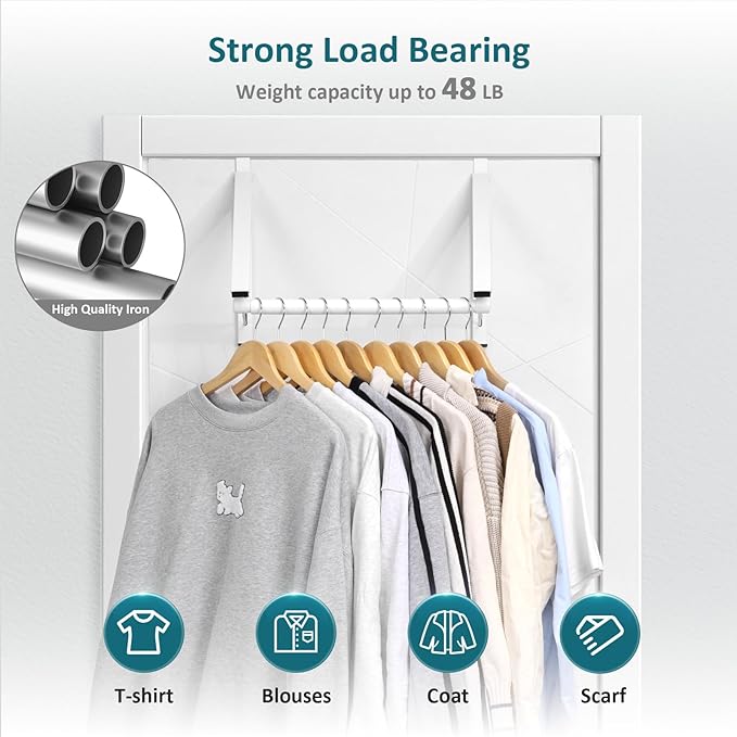 Foldable Over The Door Hanger - Space-Saving Drying Rack for Coats & Clothing, Small Clothes Organizer, White