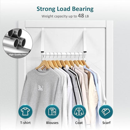 Foldable Over The Door Hanger - Space-Saving Drying Rack for Coats & Clothing, Small Clothes Organizer, White