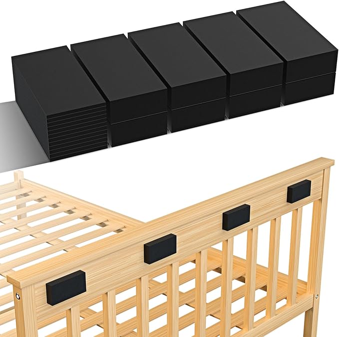 Furniture Wall Protector, 8Pcs(0.71" Thick) + 12Pcs(0.12" Thick) EVA Foam Headboard Stoppers for Wall, Bed Stoppers for Headboard, Bed Frame & Wall Guards, Black Headboard Bumper