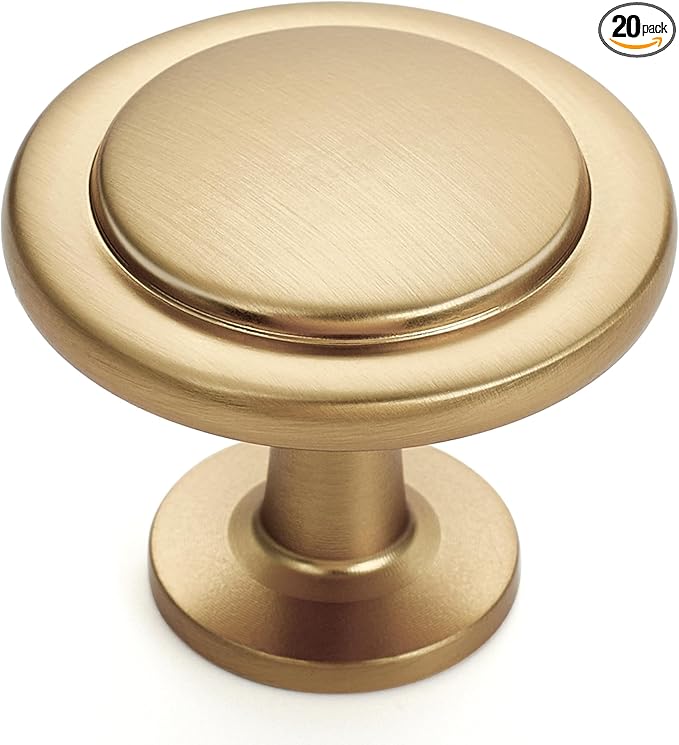 Ravinte 20 Pack 1-1/4 inch Kitchen Cabinet Knobs Champagne Bronze Dresser Zinc Pulls Door Drawer Handles for Dresser Drawers