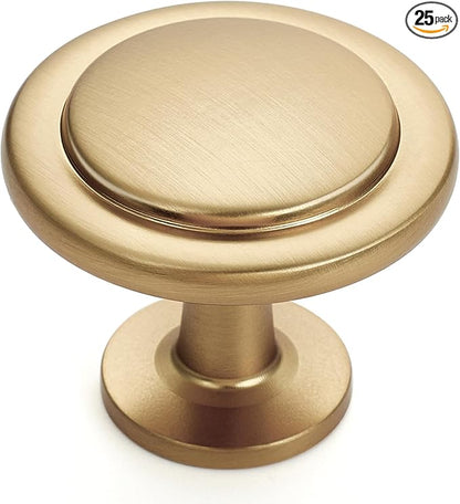 Ravinte 25 Pack 1-1/4 inch Kitchen Cabinet Knobs Champagne Bronze Dresser Zinc Pulls Door Drawer Handles for Dresser Drawers