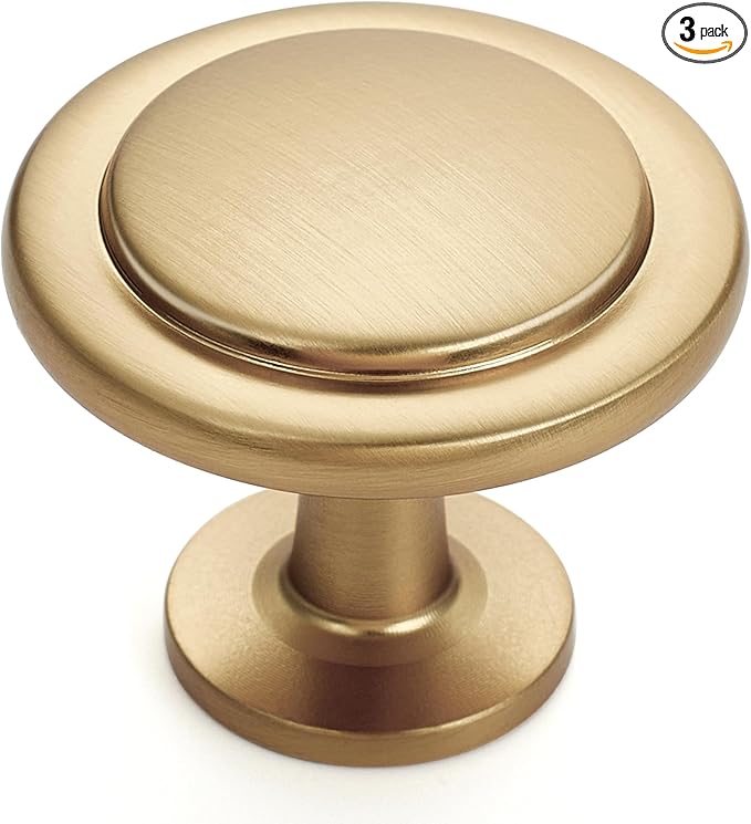 Ravinte 3 Pack 1-1/4 inch Kitchen Cabinet Knobs Champagne Bronze Dresser Zinc Pulls Door Drawer Handles for Dresser Drawers