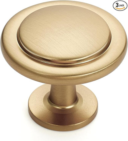 Ravinte 3 Pack 1-1/4 inch Kitchen Cabinet Knobs Champagne Bronze Dresser Zinc Pulls Door Drawer Handles for Dresser Drawers