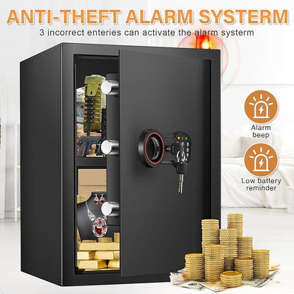 [19.7" Tall] Large Fireproof Home Safe Box, Anti-theft Safes with Dual Alarm System, Programmable Keypad and Spare Keys, Digital Fire Proof Safe for Home Money Firearm Documents Medicines