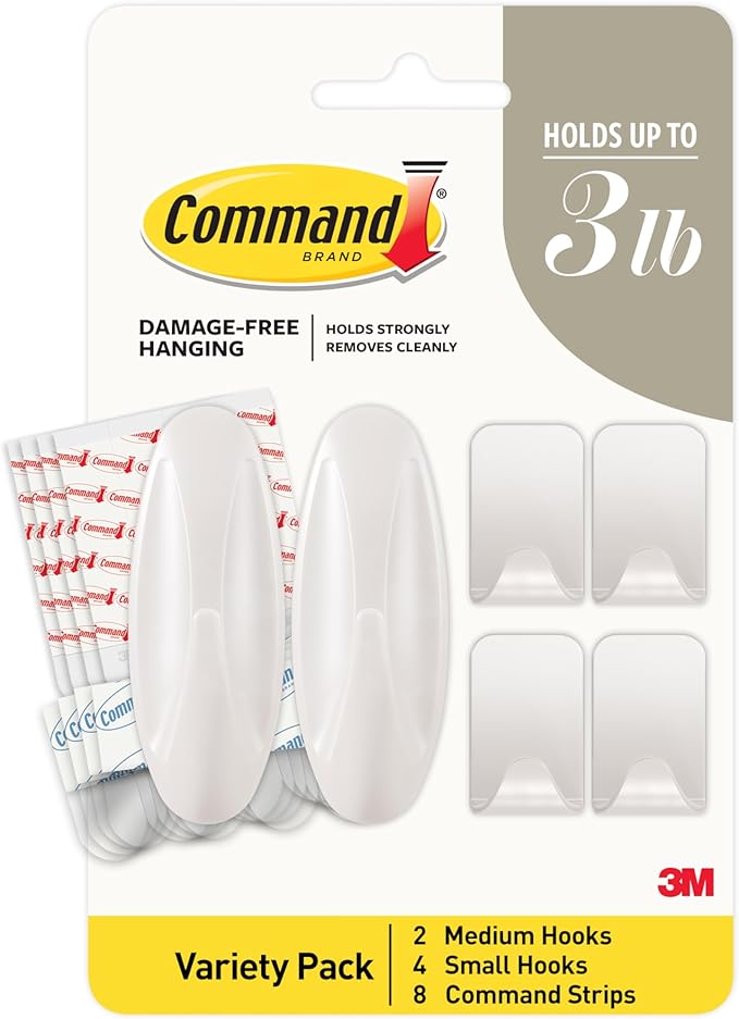 Command Mixed Hooks Pack, Radiant Pearl, 6/Pack (PRMHP-6ESF)