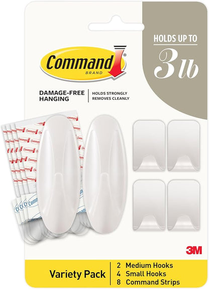 Command Mixed Hooks Pack, Radiant Pearl, 6/Pack (PRMHP-6ESF)