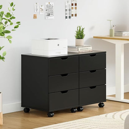 Farini 3-Drawer Under Desk Wooden File Storage Cabinet with Lockable Caster for Home Office,Black,Required Assembly