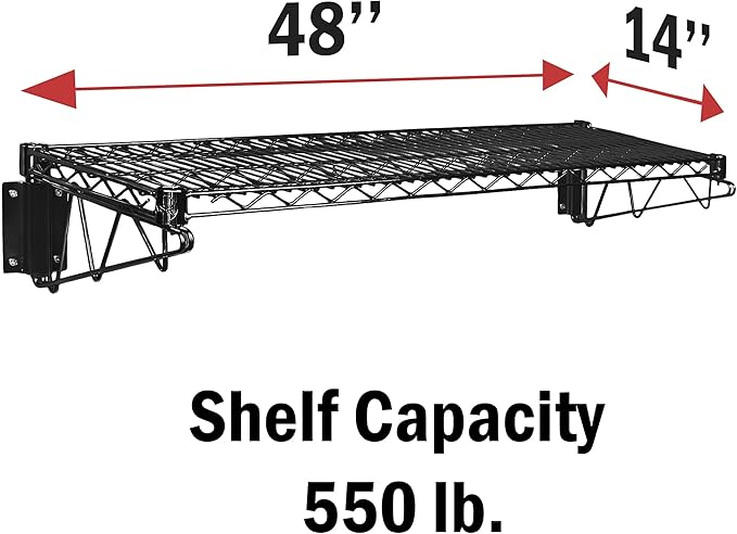 Wall Mount Wire Shelf (Black Epoxy, 14" Deep x 48" Wide)