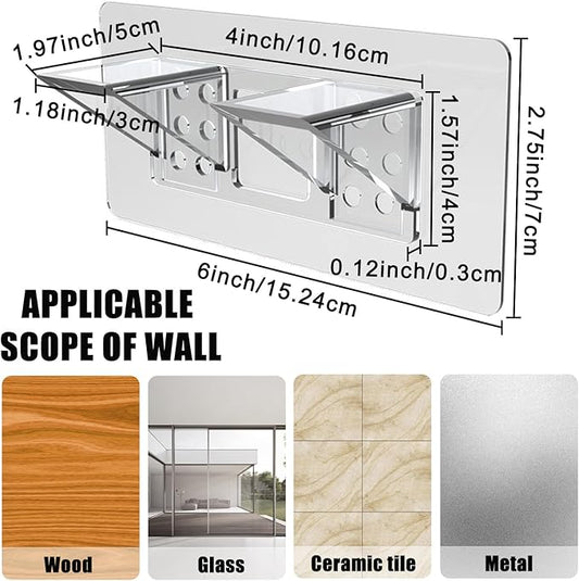 6-Pack Heavy-Duty Adhesive Shelf Brackets, Large Size Double Row Brackets, No-Drill Wall Mount Pegs,Shelf Support Pegs for Kitchen Cabinets, Bookshelves, and Closets