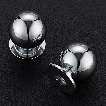 2 Pack Polished Chrome Cabinet Knobs, Round Dresser Knobs, Ball Kitchen Cabinet Hardware, 0.95" Diameter