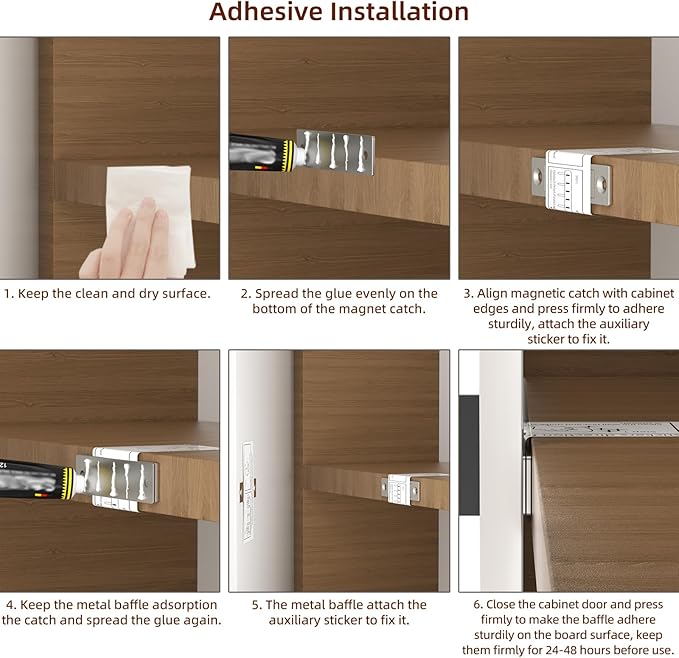 Jiayi Cabinet Door Magnets Stick On, 2 Pack 30 LB Heavy Duty Ultra Thin Invisible Cabinet Magnets, Door Magnetic Catch No Screw Drawer Magnet Inserts for Wardrobe Cupboard Sliding Doors Stay Closed