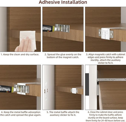Jiayi Cabinet Door Magnets Stick On, 2 Pack 30 LB Heavy Duty Ultra Thin Invisible Cabinet Magnets, Door Magnetic Catch No Screw Drawer Magnet Inserts for Wardrobe Cupboard Sliding Doors Stay Closed