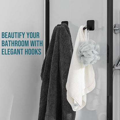 TAILI Patented Strong Suction Cup Hook, 304 Stainless Steel Bathroom Suction Cup Holder for Towel, Loofah, Bathrobe, Damage-Free Hanging Shower Wall Hook, Double-Hook Widening Design, 2 Pack, Silver
