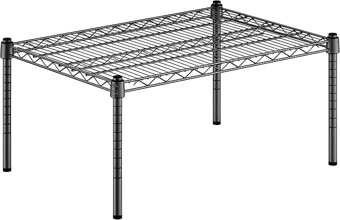 21" x 30" x 14" Black Epoxy Wire Storage Shelf, Dunnage Rack, Commercial 1 Tier Small Shelf