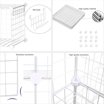 C&AHOME Wire Cube Storage, 8-Cube Organizer Metal C Grids Storage, Storage Bins Shelving, Modular Shelves, DIY Closet Cabinet Ideal for Living Room, Home, Office 24.8" L x 12.4" W x 48.4" H White