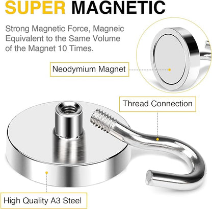 DIYMAG Magnetic Garage Hooks 16 Pack, 120lbs 2026 Cruise Cabin Ship Essentials Magnetic Hook Heavy Duty Strong Wall Mount Magnets Fridge for Classroom Wall Mount Kitchen Grills Silver
