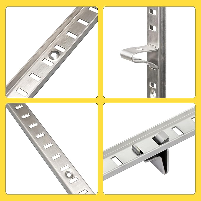 Adjustable Shelf Bracket 40 Inch 8 Pack Silver Shelf Pilaster Strips Shelf Rail Shelf Track Adjustable Wall Shelves Shelf Standards and Supports for Cabinet Closet Organization